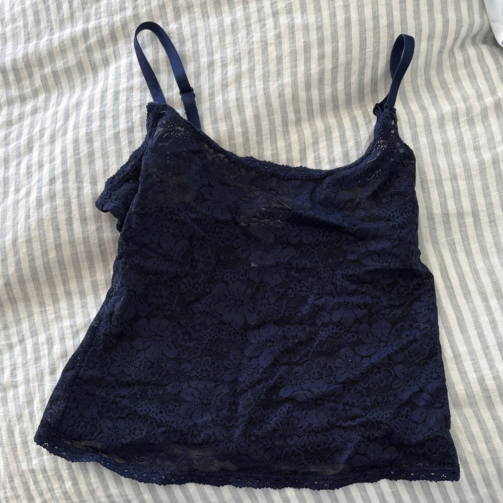 PINK Victoria's Secret sheer Navy Lace Camisole